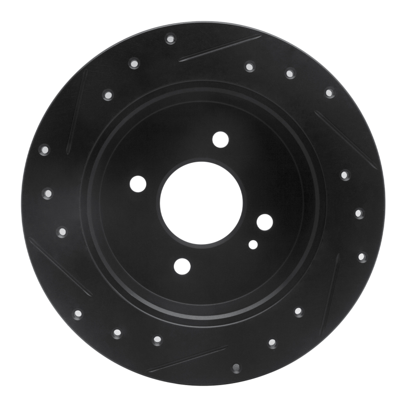 Dodge Attitude Brake Rotor (1) - Rear Right - R1 Concepts - Drilled & Slotted - Black - `12-`25
